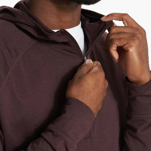 Sweat à capuche demi-zip pour hommes sweats à capuche en bambou pour hommes sweats personnalisés avec capuche en coton biologique Jersey pull à capuche pour hommes - Product Image 6