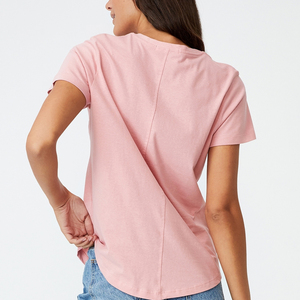 เสื้อยืดแขนสั้นผ้าฝ้าย100% สำหรับผู้หญิง,เสื้อยืดทรงหลวมไม่มีลายกำหนดได้เองปี100% - Product Image 5