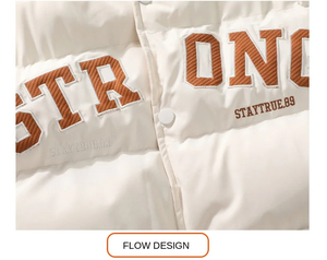 Veste d'hiver épaisse en toile à capuche unisexe, confortable et tendance, vente chaude, vêtements d'extérieur décontractés pour adolescents, vêtements de rue chauds et rembourrés, logo sur le devant - Product Image 5