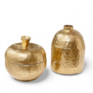 Juego de Caja y Jarrón de Nácar Hechos a Mano, Elegante Colección de Decoración para el Hogar con Incrustaciones de Concha de Vietnam - Product Image 1