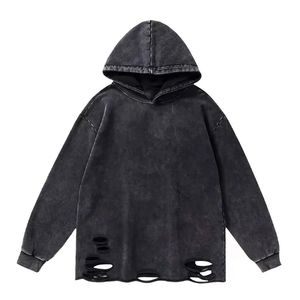 Sweat à capuche d'été pour homme, 100% coton, écologique, à manches longues, avec fermeture éclair, style déchiré personnalisé, haute qualité, prix de gros - Product Image 1