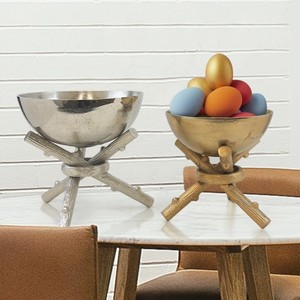 Support en bois de cerf en métal bol de service décoratif décor à la maison centre de table plat de bonbons aux fruits argent or - Product Image 4