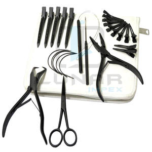 Extensiones de cabello profesionales de acero inoxidable Kit de herramientas negro mate blanco con logotipo de marca 3D personalizado Kit de herramientas de extensión de cabello - Product Image 6