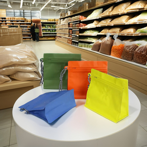 Custom Flat Bottom Zipper Food Packaging Bag Stand up Pouch Aluminum Foil Pouch With Hanging Rope for Coffee Beans - Product Image 1