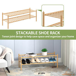 Zapatero de bambú apilable moderno de 35 \ "X11 \" X13 \ "Muebles de acero extensibles de fácil montaje para pasillo - Product Image 6