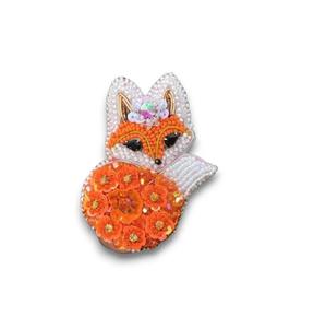 Broche Animal Renard Broderie à la main Bullion Wire Beads Fashion Brooch for Children's Party Wedding Engagement-Copper for Gifts - Product Image 1