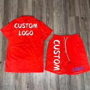 Nouveau logo d'impression personnalisé été 2 pièces ensembles hommes shorts décontractés ensembles à manches courtes bouton t-shirt shorts toutes les tailles de couleur - Product Image 2