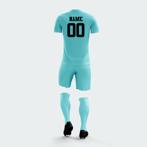Servicio OEM, Conjunto de Camiseta y Pantalones Cortos de Fútbol Transpirables y Cómodos, 100% Poliéster, Impresión de Nombre del Jugador, Nombre del Equipo Personalizado, Antibacteriano - Product Image 3
