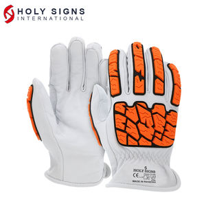 Venta al por mayor de guantes de conductor de alta resistencia de piel de oveja de vaca de seguridad térmica de cuero cómodo TPR protección impermeable trabajo de soldadura - Product Image 1