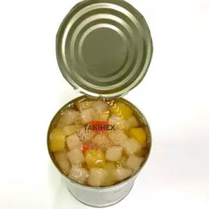 Canned fruit cocktail in light syrup, mixed fruits syrup