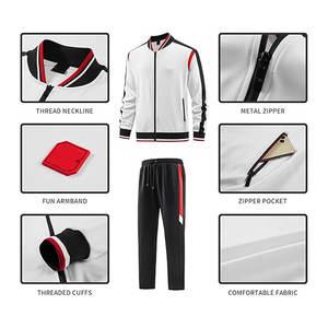 ชุดวอร์มฟิตเนสสำหรับผู้ชายชุดวิ่งออกกำลังกายสองชิ้นชุดเทรนนิ่งคอตตอนผ้าฟลีซให้ความอบอุ่นในฤดูหนาวชุดใส่อยู่บ้านซิปกันลมสไตล์ - Product Image 3