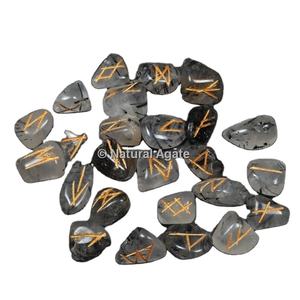 Vente en gros de produits feng shui vente chaude ensembles de pierres runiques noires indiennes pour la guérison par la divination - Product Image 1