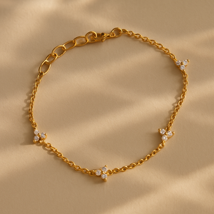 Pulsera de tenis de oro de 14k con triple diamante y perla - Regalo de estilo religioso - Product Image 3