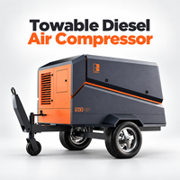 Compresseur diesel remorquable haute pression 350 ch 25 bars, compresseur d'air à vis rotatif mobile pour forage de puits profonds