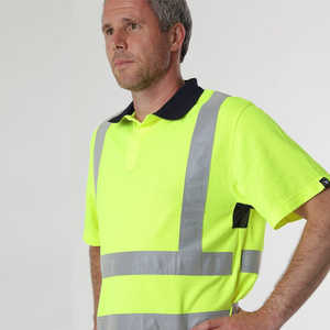 Reflex Hi Vis Comfort Cotton Workwear Reflective Safety Reflection <b>Short</b> <b>Sleeve</b> High Visibility Collar T <b>Shirt</b> for Men - Product Image 4