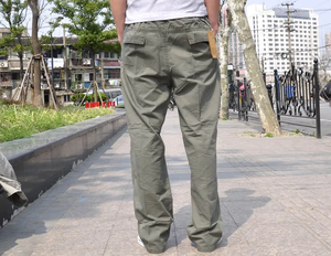 Kaki coton écologique séchage rapide Cargo pantalon hommes femmes Anti-rides 6 poches plaine teint léger décontracté travail pantalon - Product Image 2