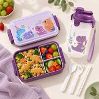 Lot de boîtes à lunch et gourdes en plastique portables pour enfants, motif dinosaure de dessin animé, idéal pour l'école, la maternelle et les pique-niques - Vente en gros usine