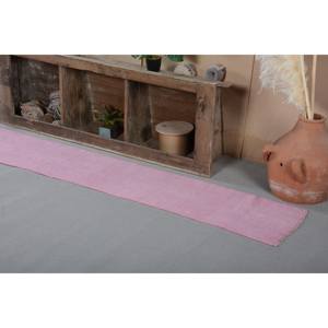 Tapis moderne en laine turque rose vintage de 1,5x10,3 pieds Style Tabriz avec support en latex à motif abstrait pour une utilisation dans le couloir. - Product Image 4