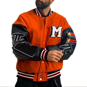 Chaqueta universitaria de béisbol personalizada de alta calidad para hombre, manga de cuero con soporte Premium, parches de chenilla de gran venta, opciones al por mayor - Product Image 1
