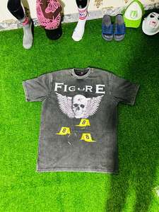 Men's Acid Wash Cotton <b>T</b>-<b>Shirt</b> with DTF Printing Front Logo Custom <b>Neck</b> Label Tansy Industry <b>Low</b> Prices - Product Image 2