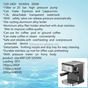 Thema SKD CKD usine 20bar compteur de pression expresso cappuccino Machine à café avec buse de mousse de lait - Product Image 3