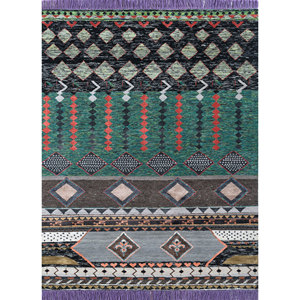 Tapisserie murale bohème Aubusson, motif hipster fait main 'Om Nama Shivaya', design mandala vintage tissé pour la décoration du salon - Product Image 1