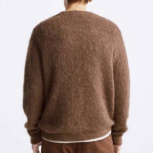 Custom Logo <b>Vintage</b> Brown Knitted Pullover <b>Sweater</b> for Men Breathable Wool Knitwear with OEM & ODM Men's Clothing - Product Image 5