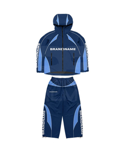 Survêtement coupe-vent de haute qualité 100% nylon, 2 pièces, pantalon à cordon et veste à capuche, panneaux de logo DTF, coupe-vent de travail - Product Image 3