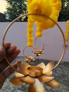 <b>Brass</b> Lotus Tea Light <b>Holder</b> Marigold Flowers Hanging <b>Candle</b> <b>Holder</b> for Entryway Pooja Room Festive Home Decor for Diwali - Product Image 5