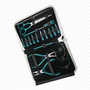 Teal Color Customized Design Custom Logo 20 Pcs Professional Hair <b>Extension</b> & <b>Micro</b> Links Hair <b>Extensions</b> Tools Kit - Product Image 4