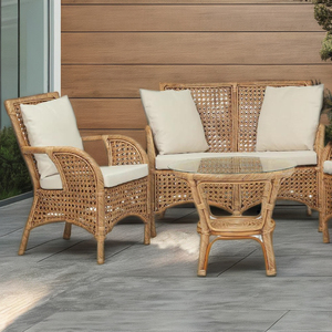 CORDELLA TWISTED Modular Rattan <b>Sofa</b> Armchair Set-Asian <b>Antique</b> Comfortable Outdoor Villa Apartment Home Office Living Room - Product Image 2