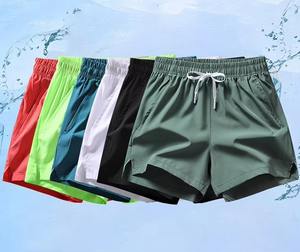 Men's Quick Dry Running Gym Shorts Breathable Nylon Casual Anti-Wrinkle Sports <b>Drawstring</b> Pockets Mid Waist Knitted Hot Shorts - Product Image 1