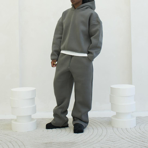 Ensemble de survêtement unisexe en coton épais de haute qualité pour hommes Streetwear Oversized Boxy Hoodie Sweat Pants Vintage Sweatsuits Winter - Product Image 5