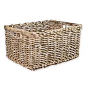 Artex Green Earth <b>Large</b> Natural Rattan Wicker Log <b>Storage</b> <b>Basket</b> Handmade Eco-Friendly Modern Rectangle Multifunction - Product Image 1