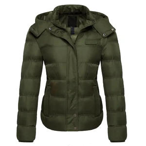 Chaqueta Larga Acolchada de Invierno para Mujer, con Capucha Desmontable, Diseño Transpirable de Punto, Logotipo e Impresión Personalizados - Product Image 1