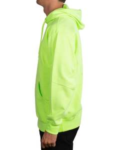 Sweat à capuche personnalisé unisexe surdimensionné vert fluo pull en tissu éponge français qualité supérieure sweat couleur unie poche kangourou - Product Image 2
