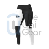 Leggings de Yoga Asimétricos con Bloques de Color, Cintura Alta, Largo hasta la Rodilla, Diseño de Ajedrez con Estampado por Sublimación, Pantalones Deportivos para Mujer
