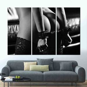 Impression sur toile de femme érotique élégante, décoration murale artistique de nu sensuel, 3P : encadrée - Product Image 1