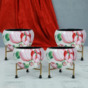 Maceteros de metal de diseño hechos a mano con soporte, maceta de hierro artística exclusiva, aspecto elegante duradero para el hogar interior y exterior - Product Image 5