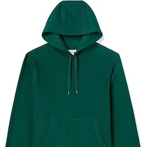 Sudadera con capucha verde oscuro para hombre Sudadera con capucha de lana de mezcla de algodón informal con bolsillo - Product Image 1