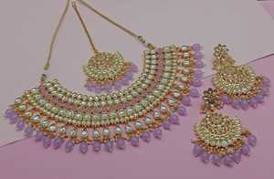 Conjunto de joyas chapadas en oro Kundan tradicional indio y conjunto de collar de cobre para mujeres y niñas accesorios indios joyería Mujer - Product Image 2