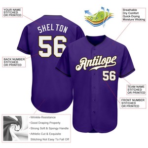 Auténtico personalizado púrpura blanco-viejo oro béisbol Jersey impreso ropa deportiva - Product Image 3