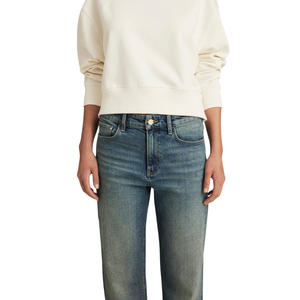 Jeans décontractés pour femmes, coupe droite, respirants, personnalisables (ODM), en denim premium, taille mi-haute, coupe régulière, vente en gros directe usine - Product Image 5