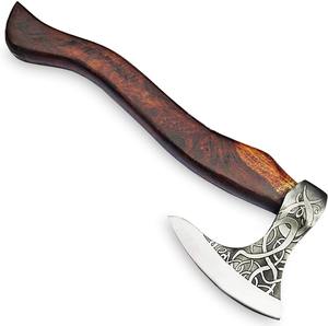 Hache Viking en Acier Carbone Faite à la Main, Hachette de Camping Extérieur, Tomahawk, Hache de Ranger, Tête d'Hache - Product Image 4