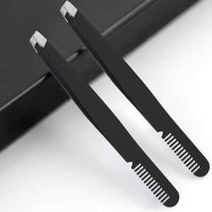 Latest High Quality Custom <b>Beauty</b> <b>Tools</b> Slanted Tip Stainless Steel Eyebrow Tweezers Comb Eco-Friendly Durable Fashion Modern - Product Image 4