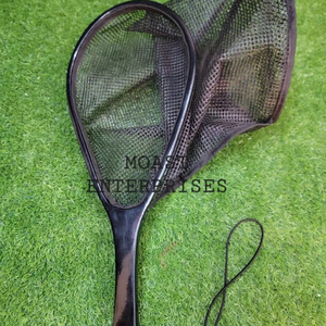 Pas cher Prix En Bois Pêche À La Mouche Truite Épuisette Avec Naylon Et Filet À Mailles Et Long Crochet Élastique De Suspension - Product Image 1