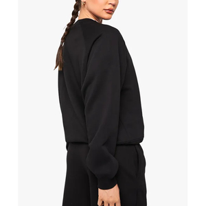 Sudadera de ropa deportiva de talla grande para mujer con logotipo personalizado OEM, sudadera de lana negra con capucha, diseño deportivo para entrenamiento de invierno, sudaderas con capucha al por mayor - Product Image 2