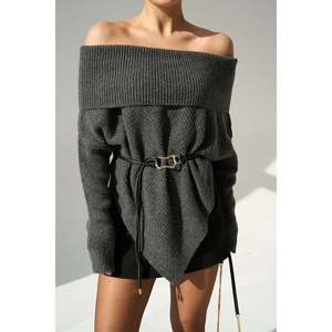 เสื้อสเวตเตอร์คอปกมาดอนน่าสีแอนทราไซต์ - Product Image 2