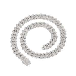 14mm VVS Moissanite cadena de eslabones cubanos Ice Out oro corte redondo diamante Hip Hop joyería para hombres 925 plata esterlina - Product Image 2