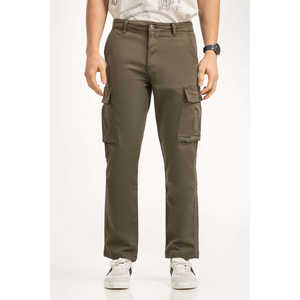 Pantalon droit pour homme, taille XL, MN-TRC-SS25-004, en coton tissé et élasthanne, couleur foncée, motif brodé, fermeture éclair, pantalon crayon - Product Image 2